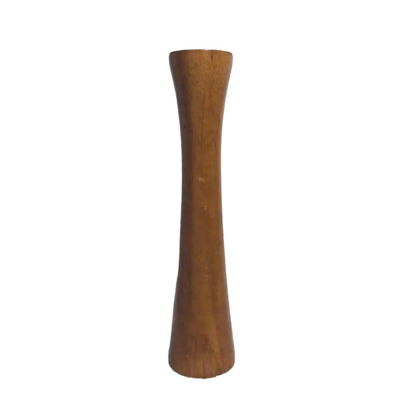 MCM wood candle holder stick pillar decor teak 20” Tall centerpiece